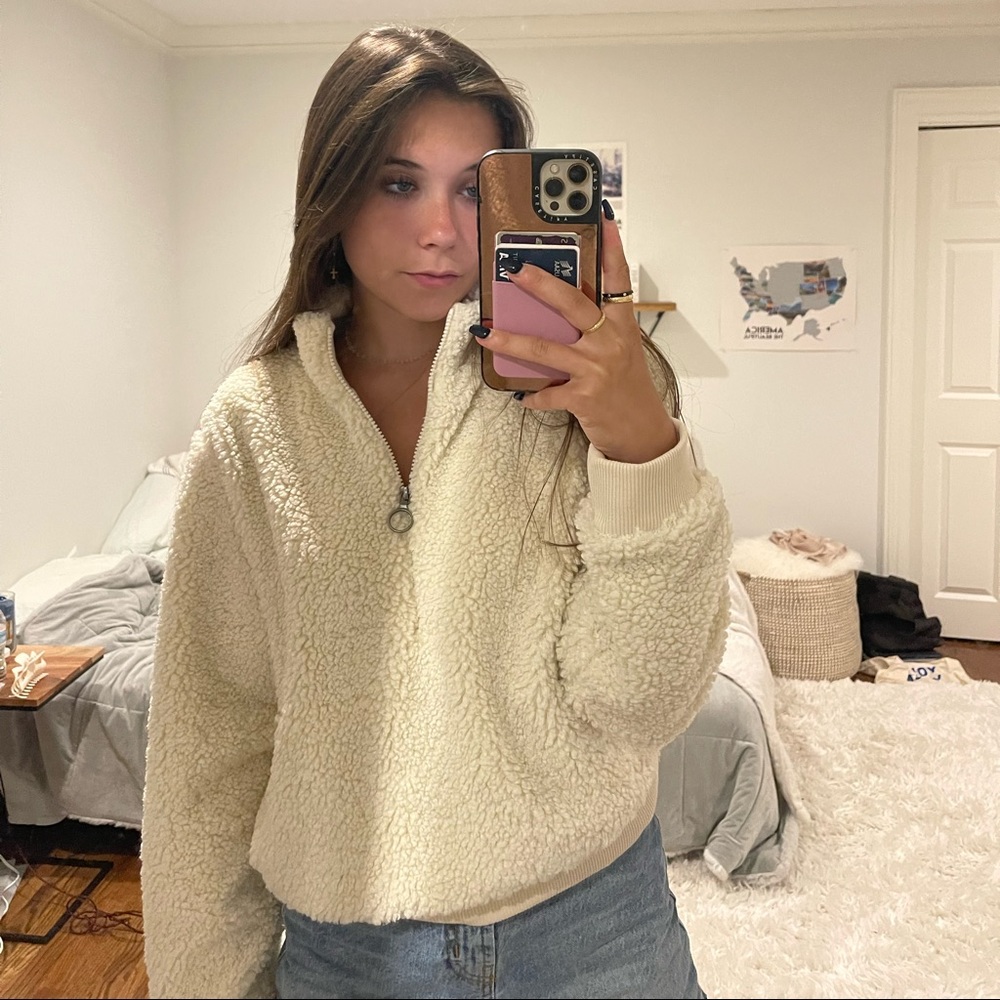 cream quarter zip